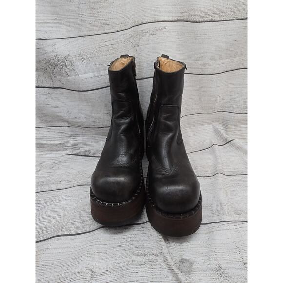 Vintage Early DESTROY Women's Ankle Boot Chunky Black Leather Size 43 EU *READ* - Picture 6 of 16